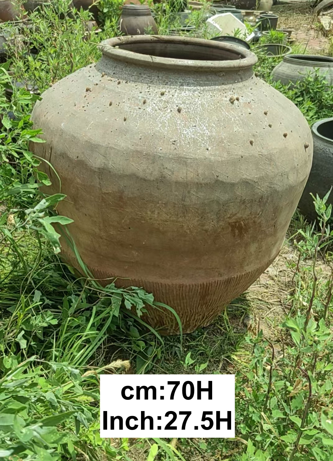 Vintage Rustic Terracotta Brown Pot, Vessel Planter - XLarge