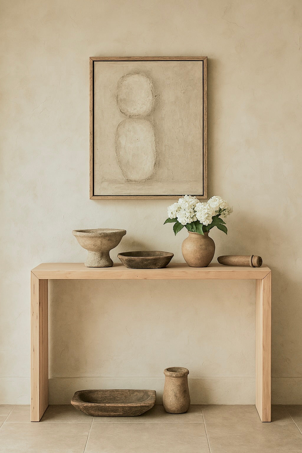 Taos Vintage Rustic Elm Wood Waterfall Console Table