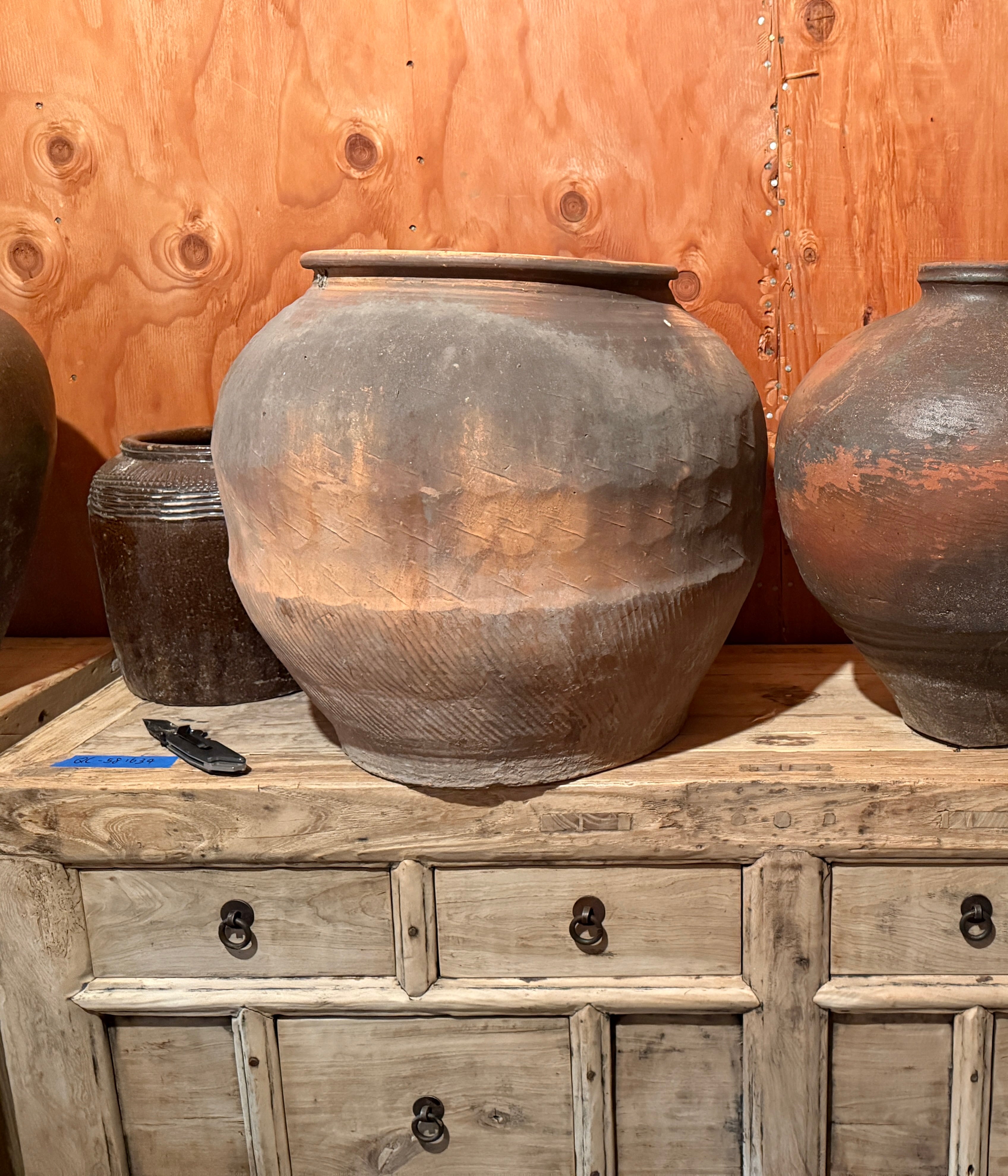 Vintage Rustic Terracotta Brown Pot, Vessel Planter - XLarge