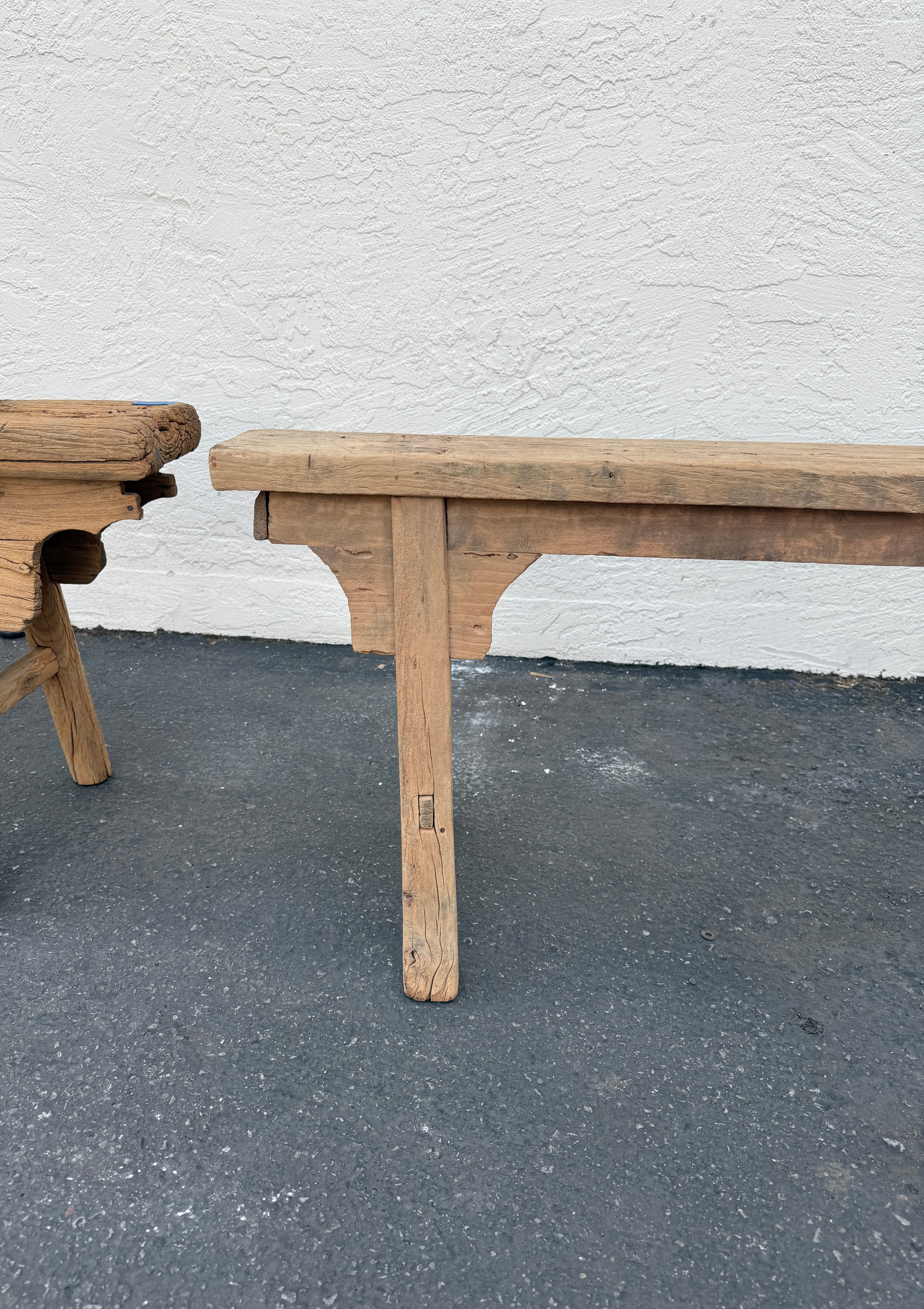 Lee Vintage Wabi-Sabi Rustic Elm Wood Bench