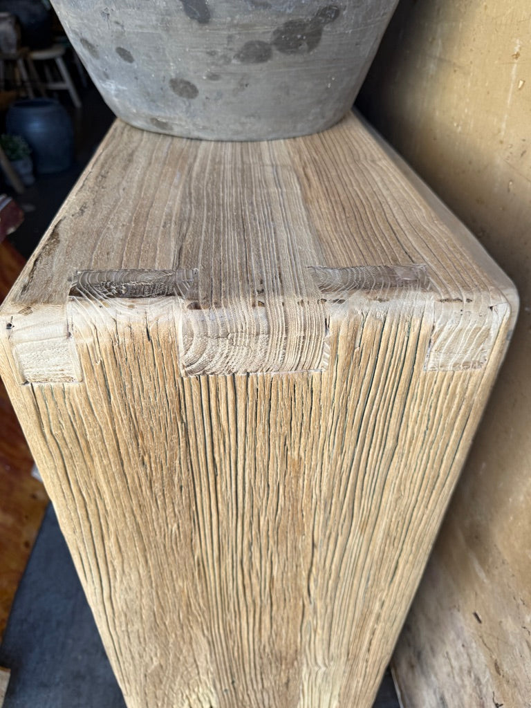 Taos Vintage Rustic Elm Wood Waterfall Console Table