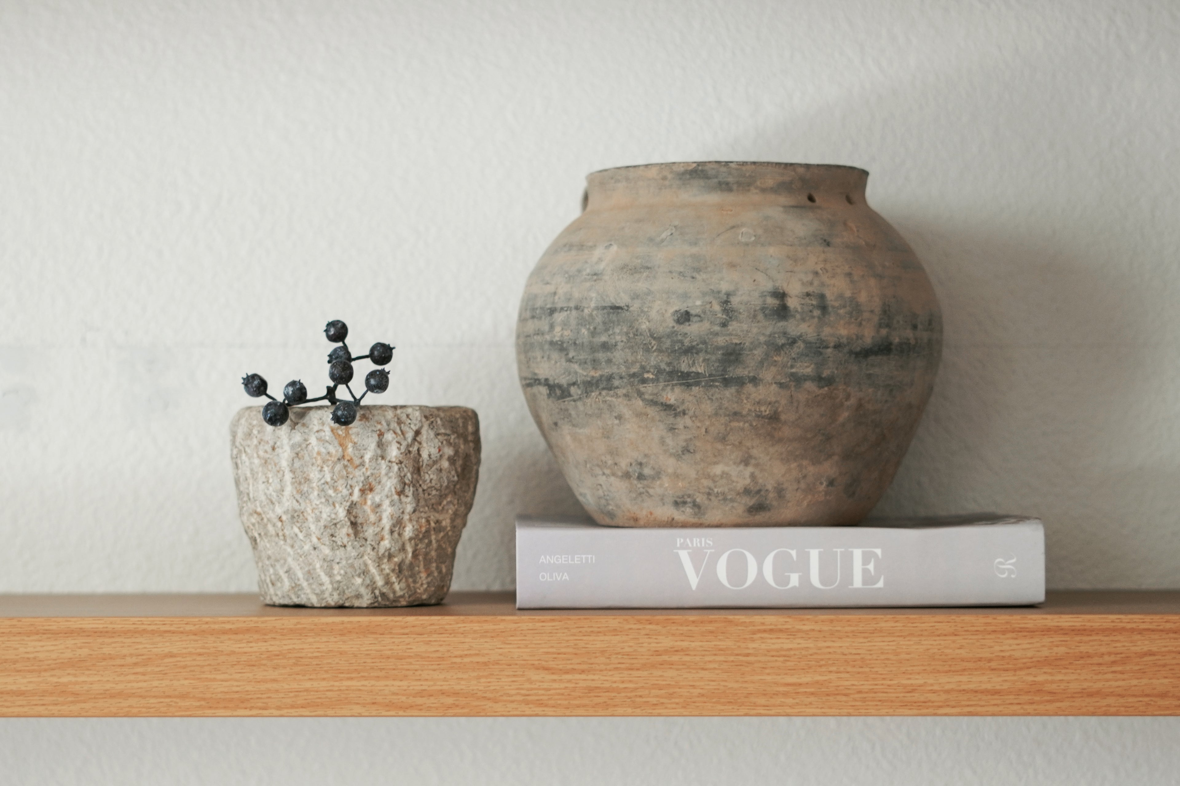 Vintage Rustic Clay Pot - Various Sizes, Grey Color