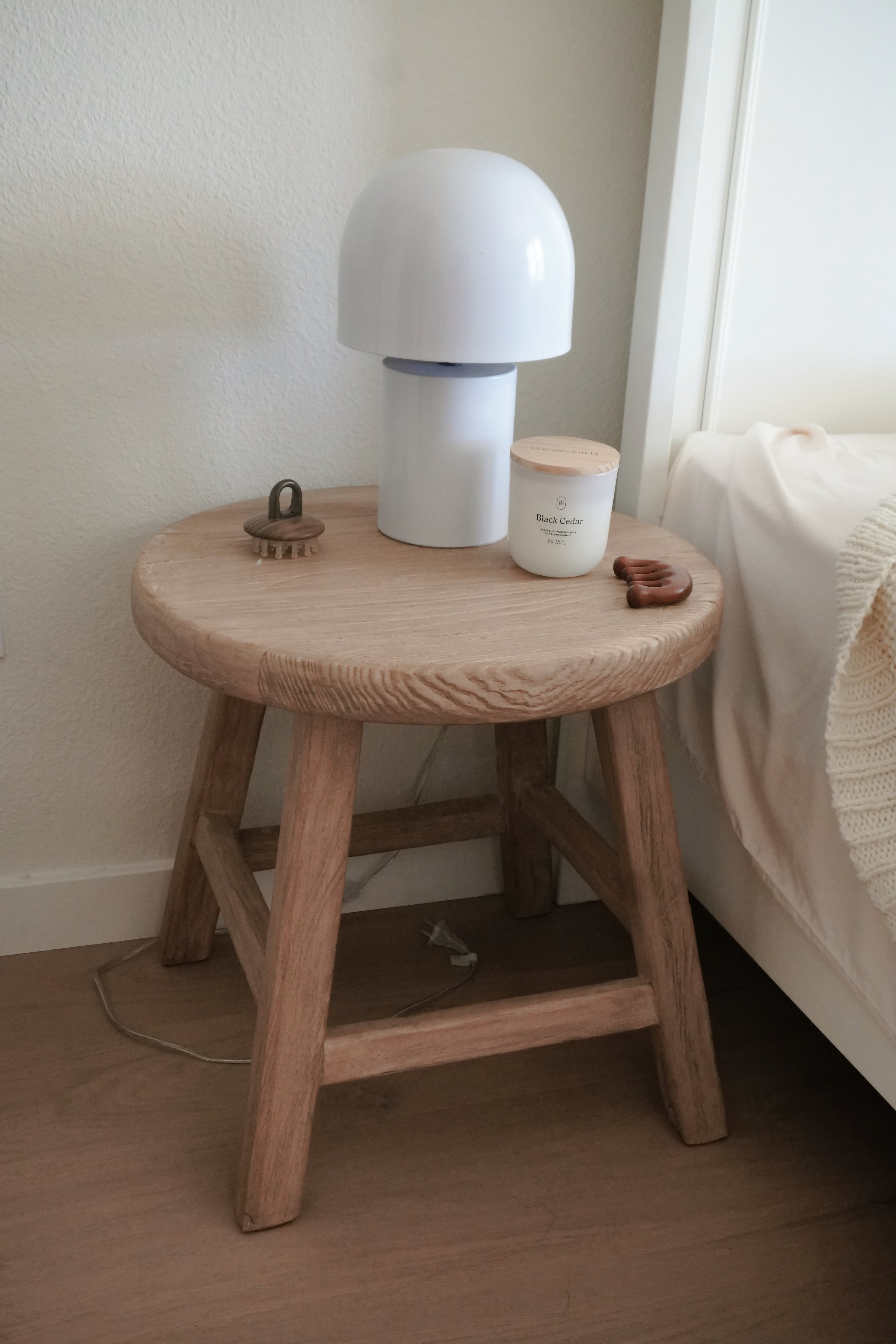 Harmony Vintage Rustic Elm Wood Round Side Table