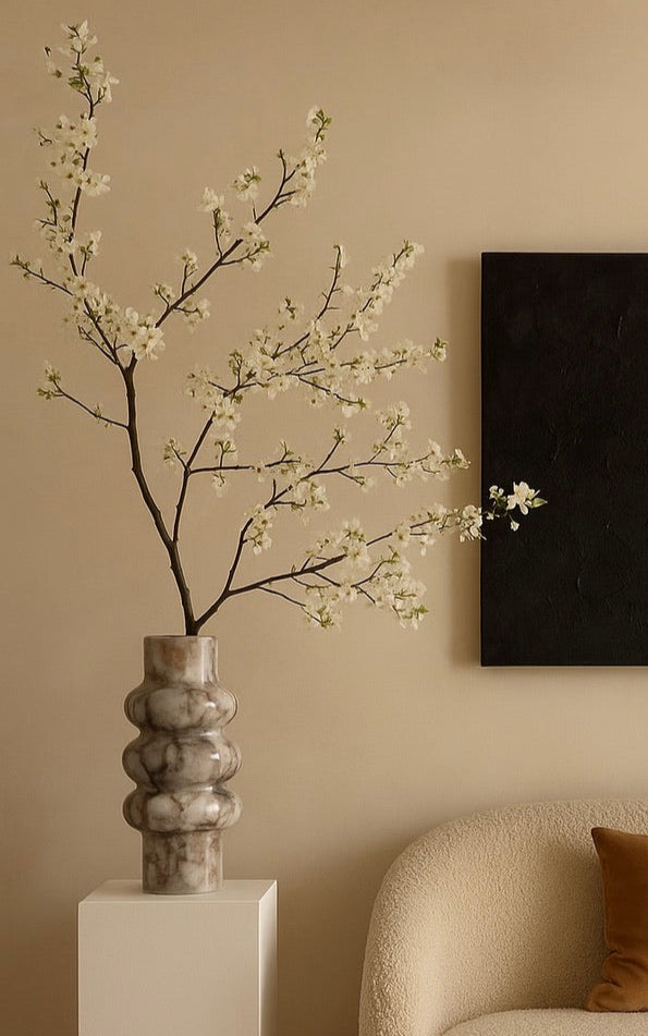 Sculptural Marble Vase – Smoky Grey