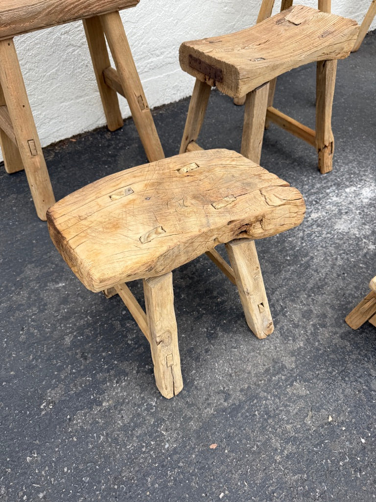Antique Rustic Elm Wood Mini Stool--Various Sizes
