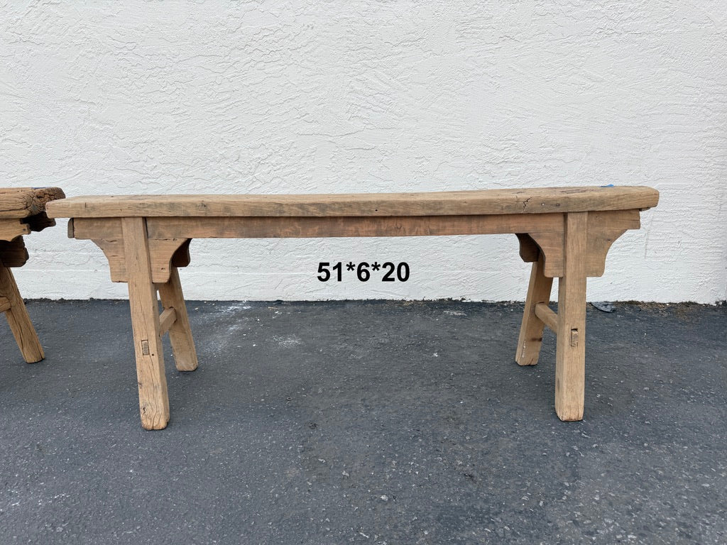 Lee Vintage Wabi-Sabi Rustic Elm Wood Bench