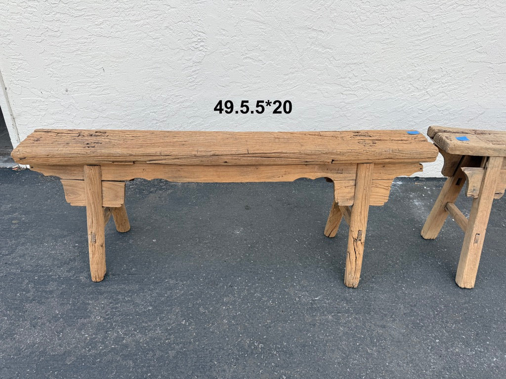 Lee Vintage Wabi-Sabi Rustic Elm Wood Bench