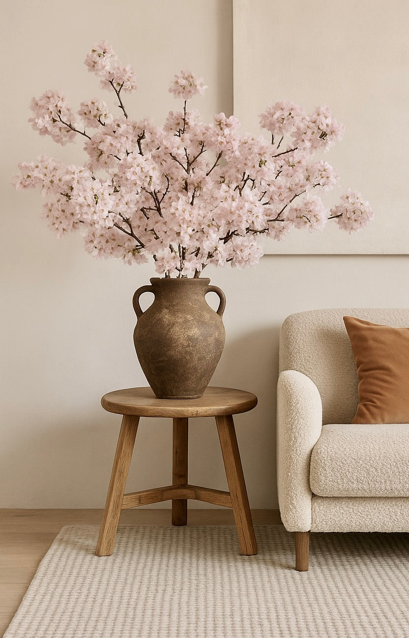 Harmony Vintage Rustic Elm Wood Round Side Table