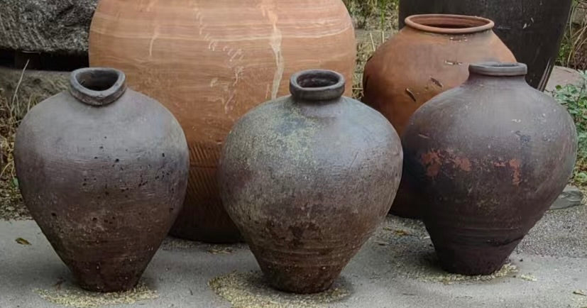 Vintage Chinese Earthenware Pot--Large Tall