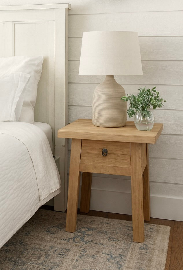 Sausalito Vintage Elm Wood Nightstand Side Table