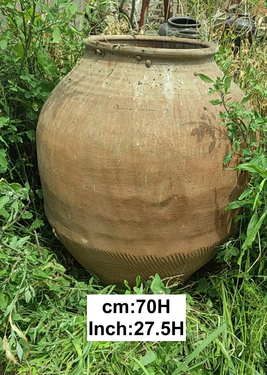 Vintage Rustic Terracotta Brown Pot, Vessel Planter - XLarge