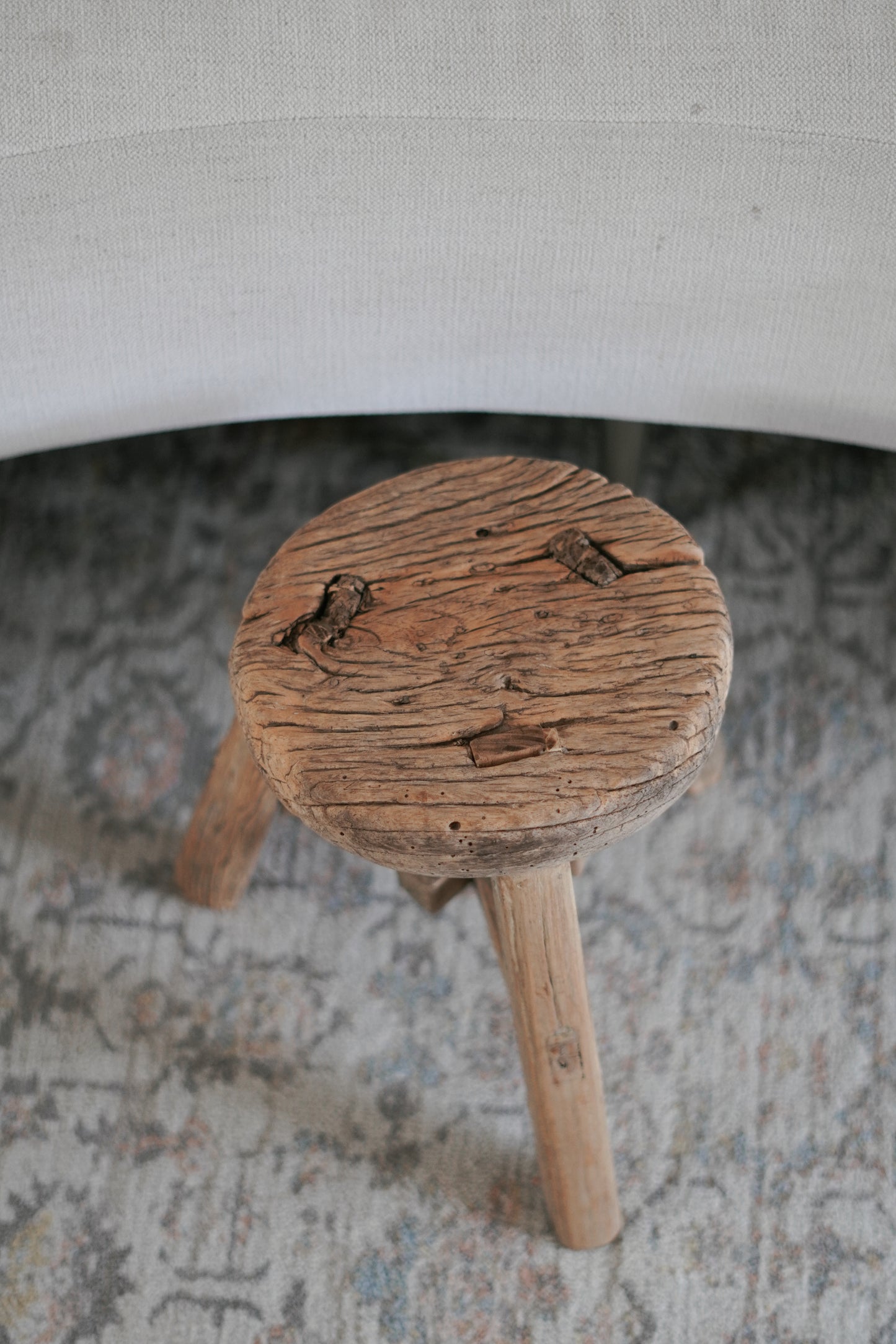 Antique Rustic Elm Wood Mini Stool--Various Sizes