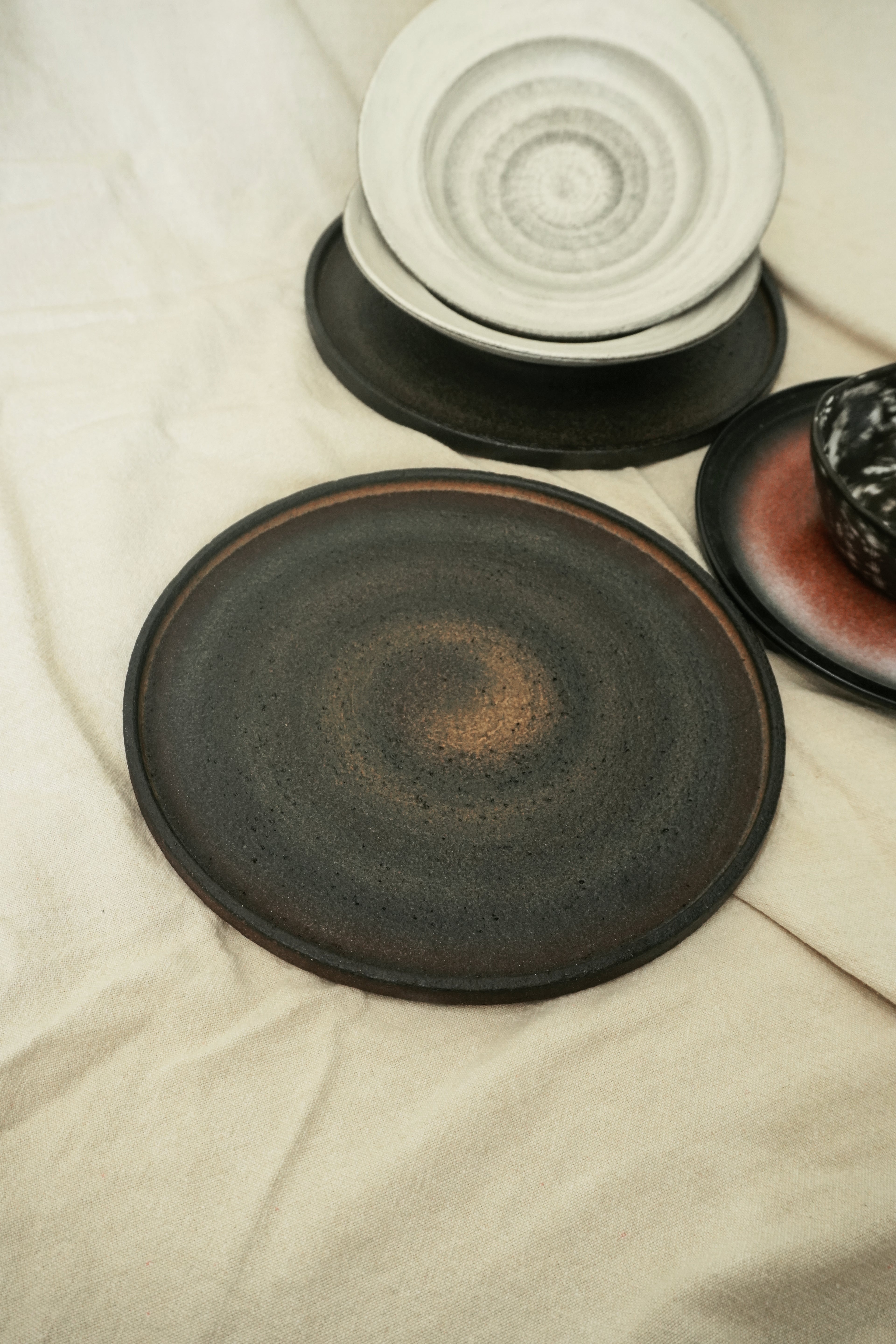 Handmade Matte Black Ceramic Dinner Plate