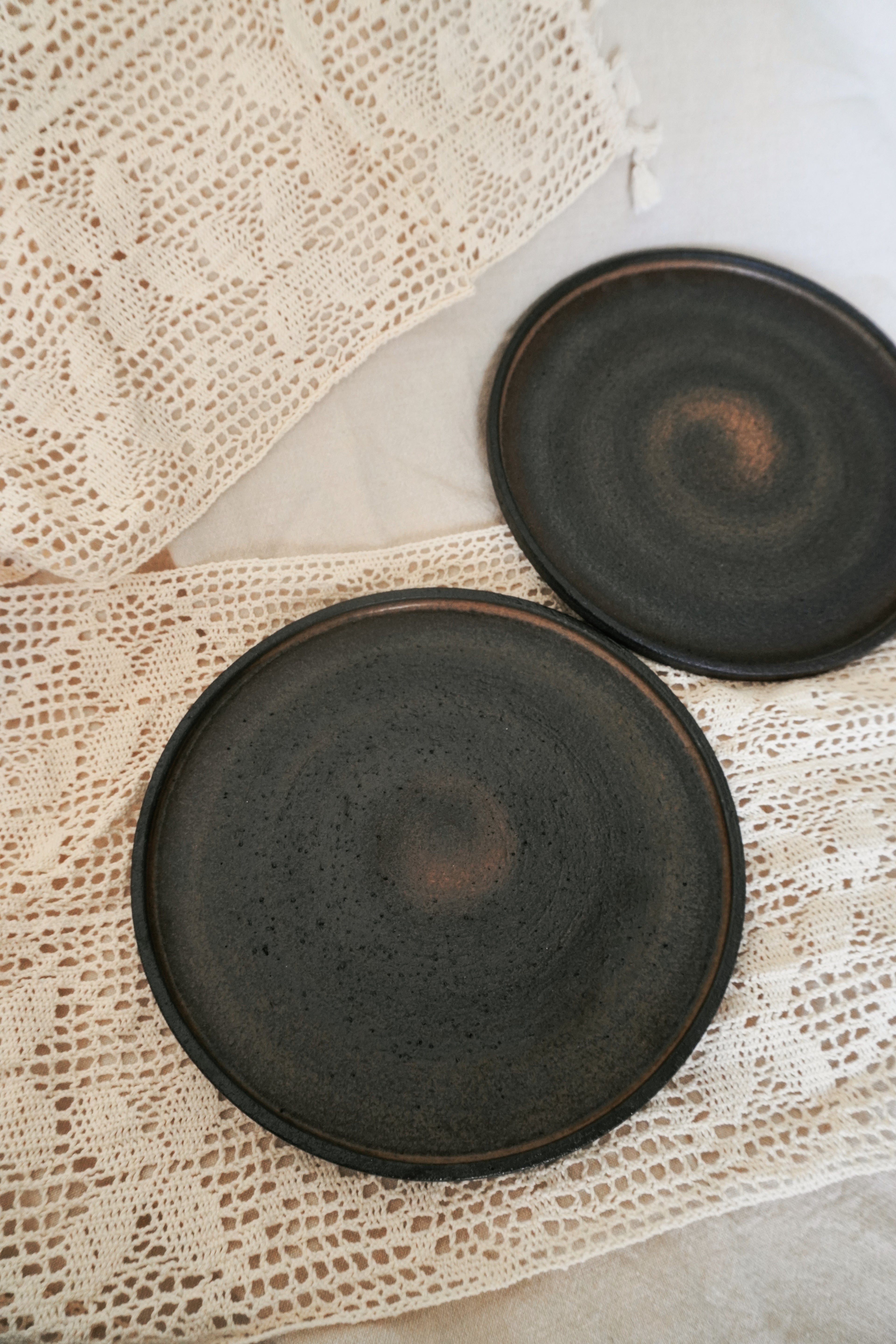 Handmade Matte Black Ceramic Dinner Plate