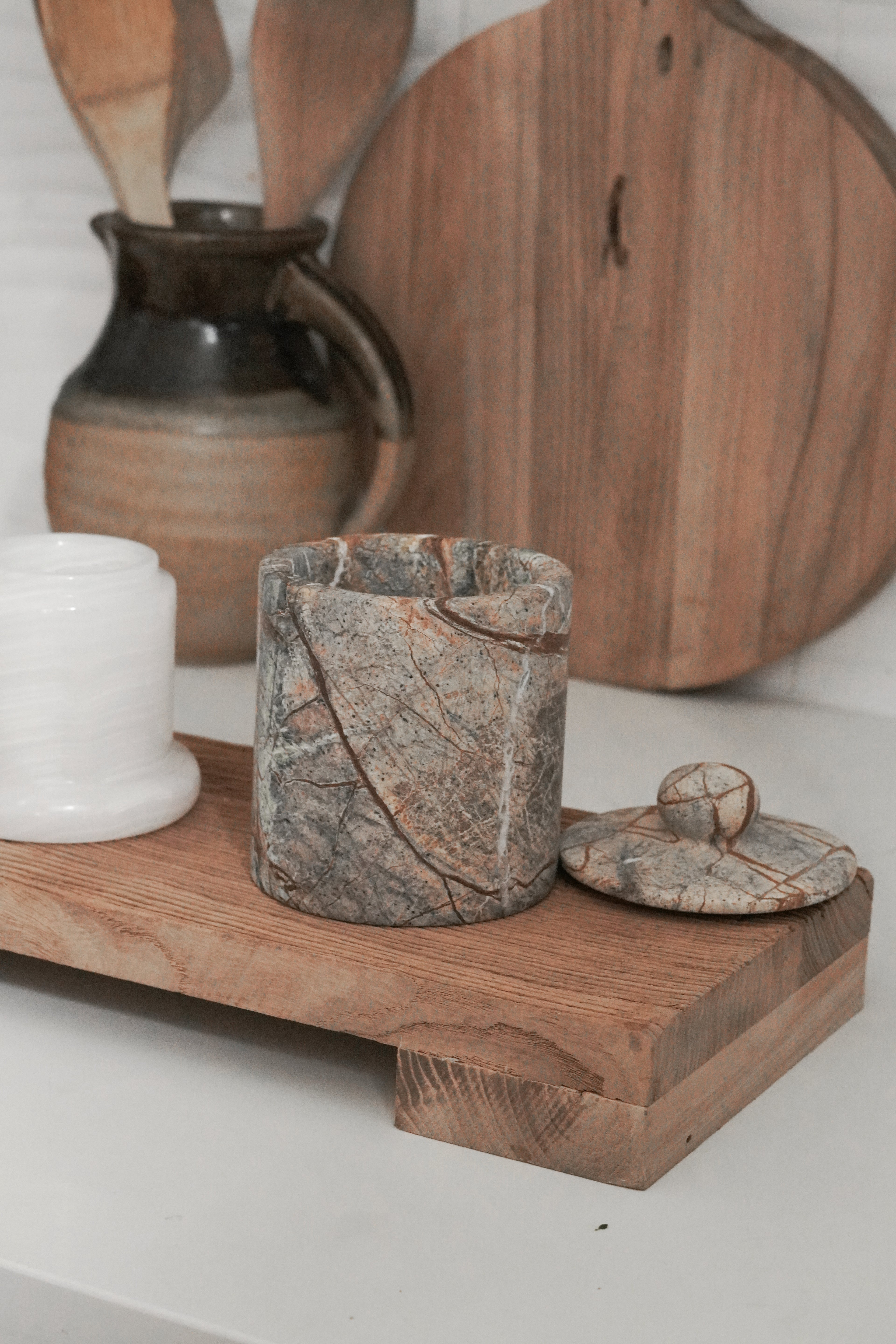 Natural Marble Lidded Jar