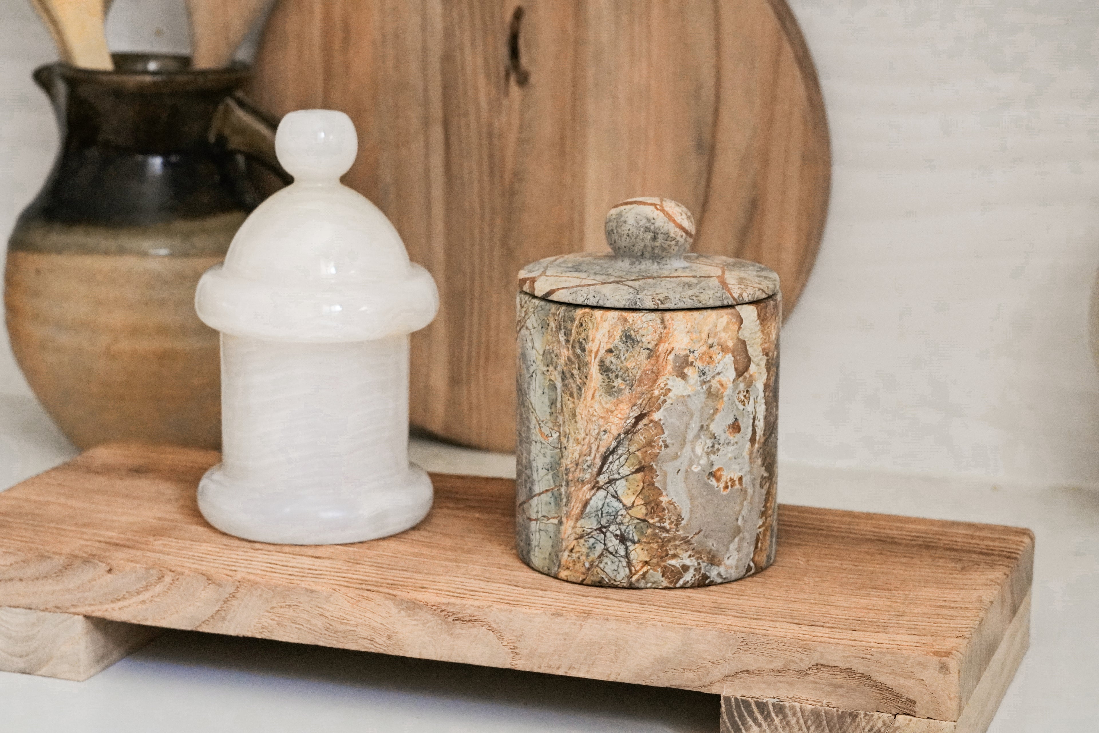 Natural Marble Lidded Jar