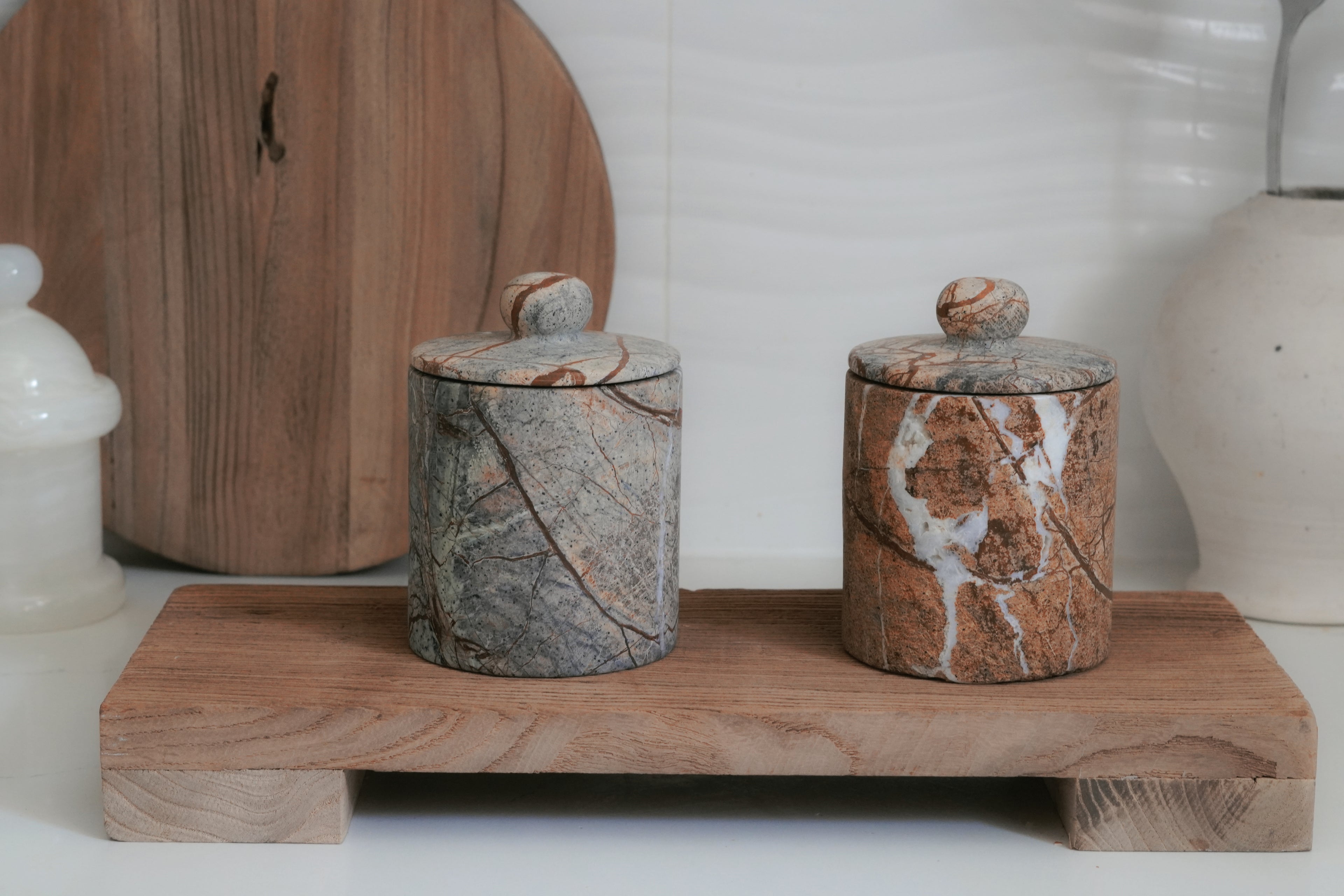 Natural Marble Lidded Jar
