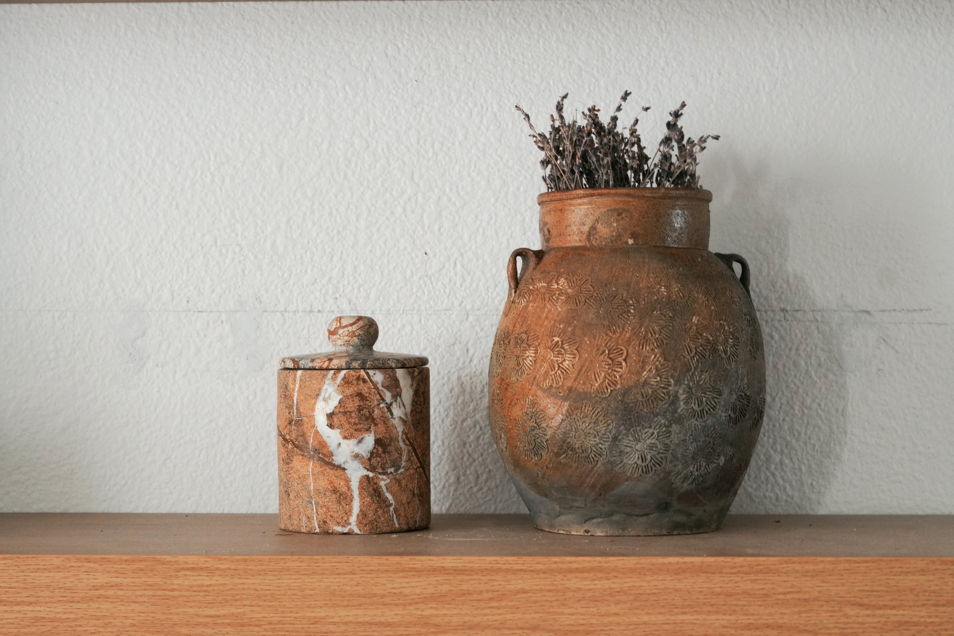Natural Marble Lidded Jar