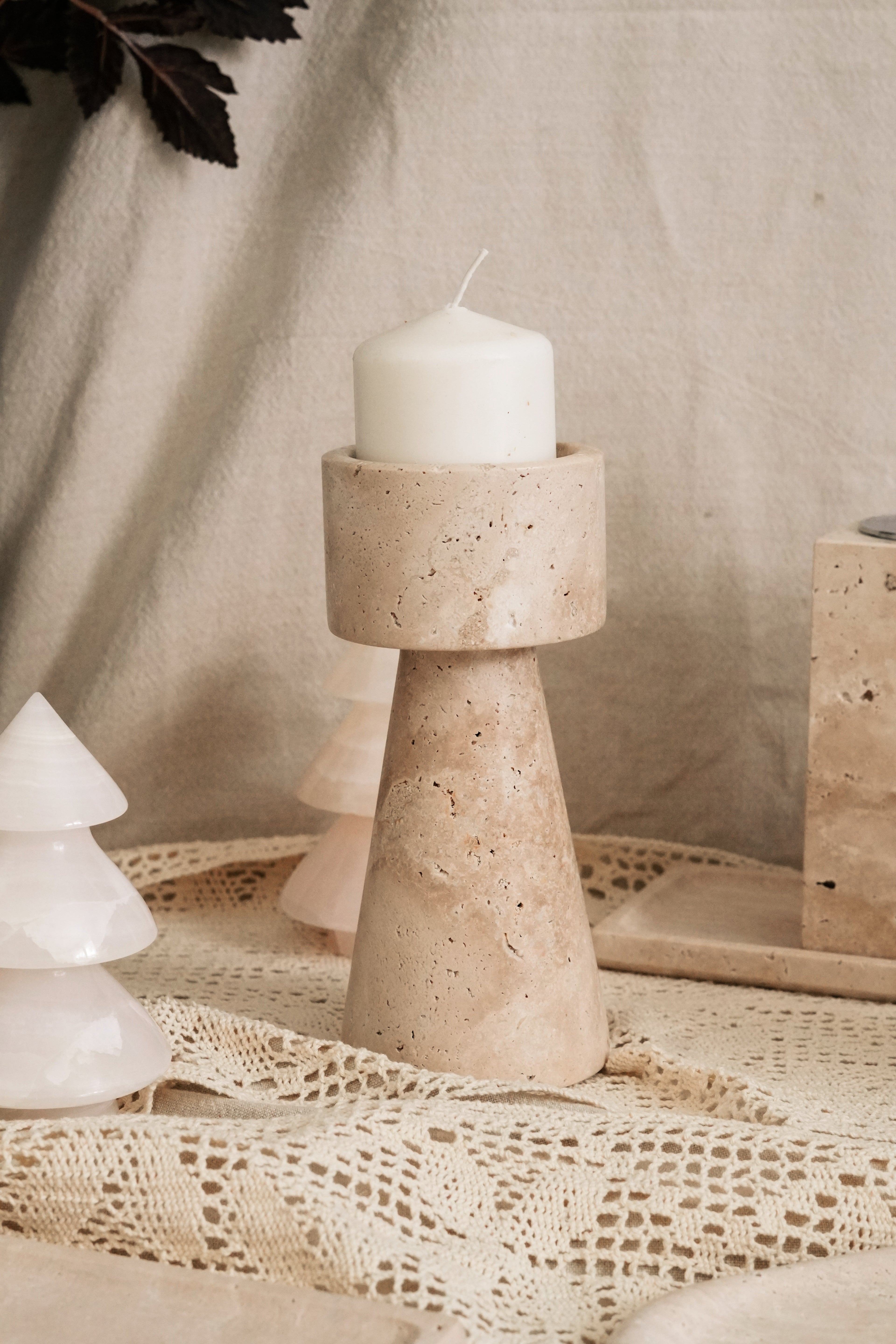 Travertine Candle Holder