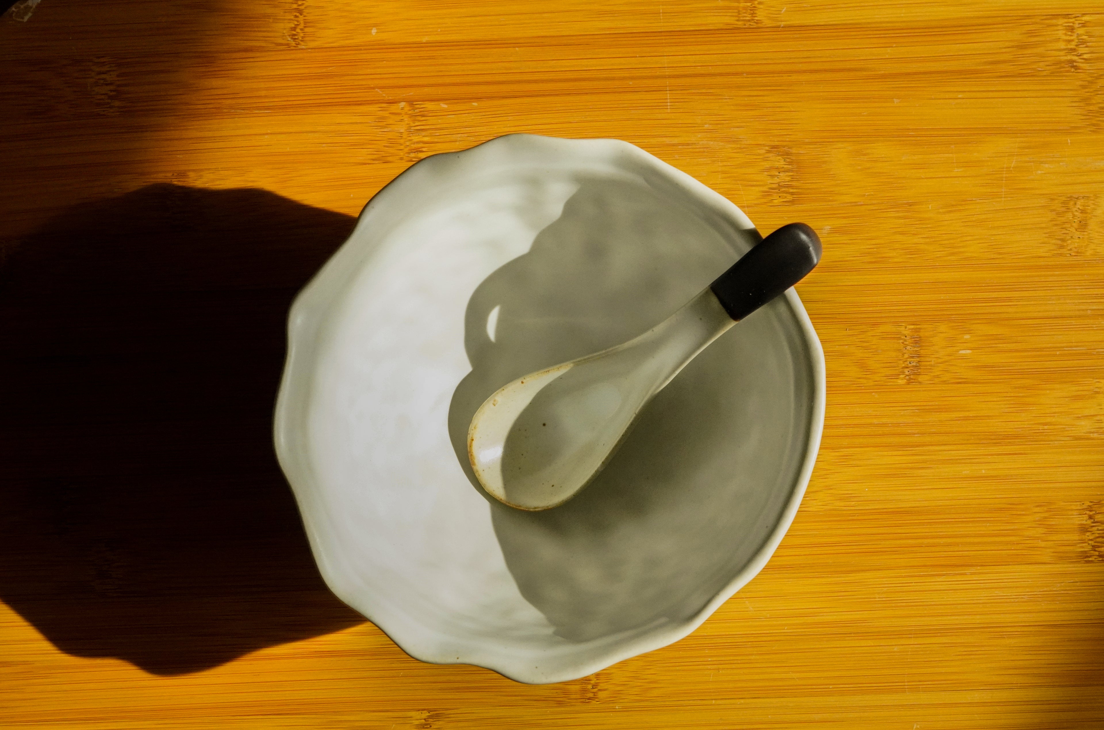 Handmade Rice/Soup/Ramen Bowl - 7" White Modern Minimalist Dinnerware