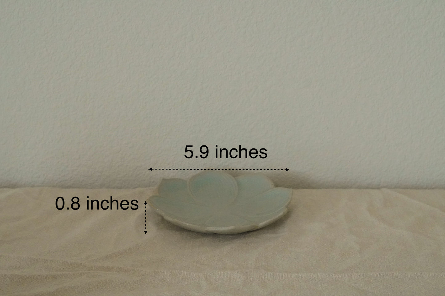 Light Green Handmade Porcelain Dessert Plate - 6'' Lotus Flower