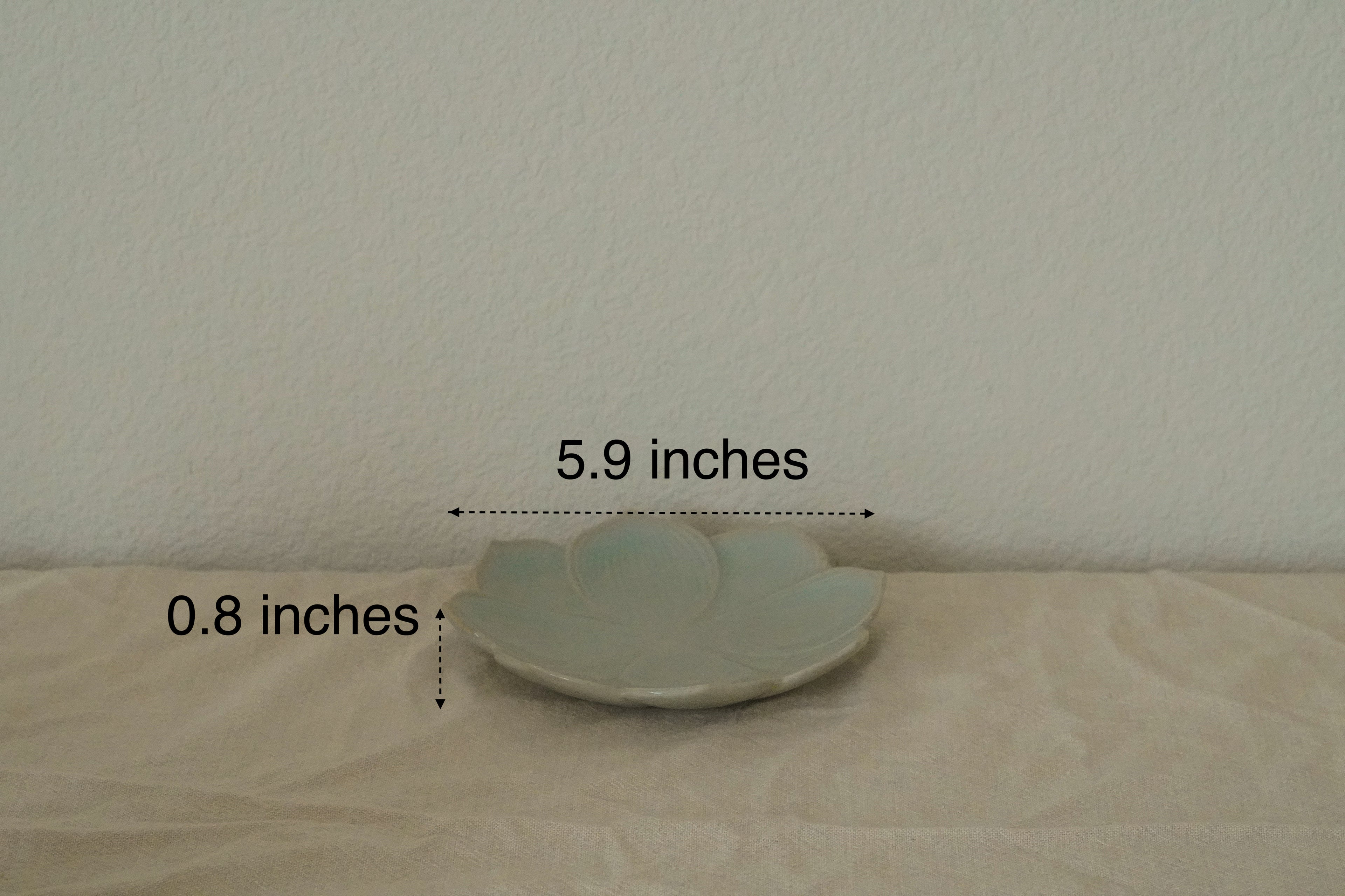 Light Green Handmade Porcelain Dessert Plate - 6'' Lotus Flower