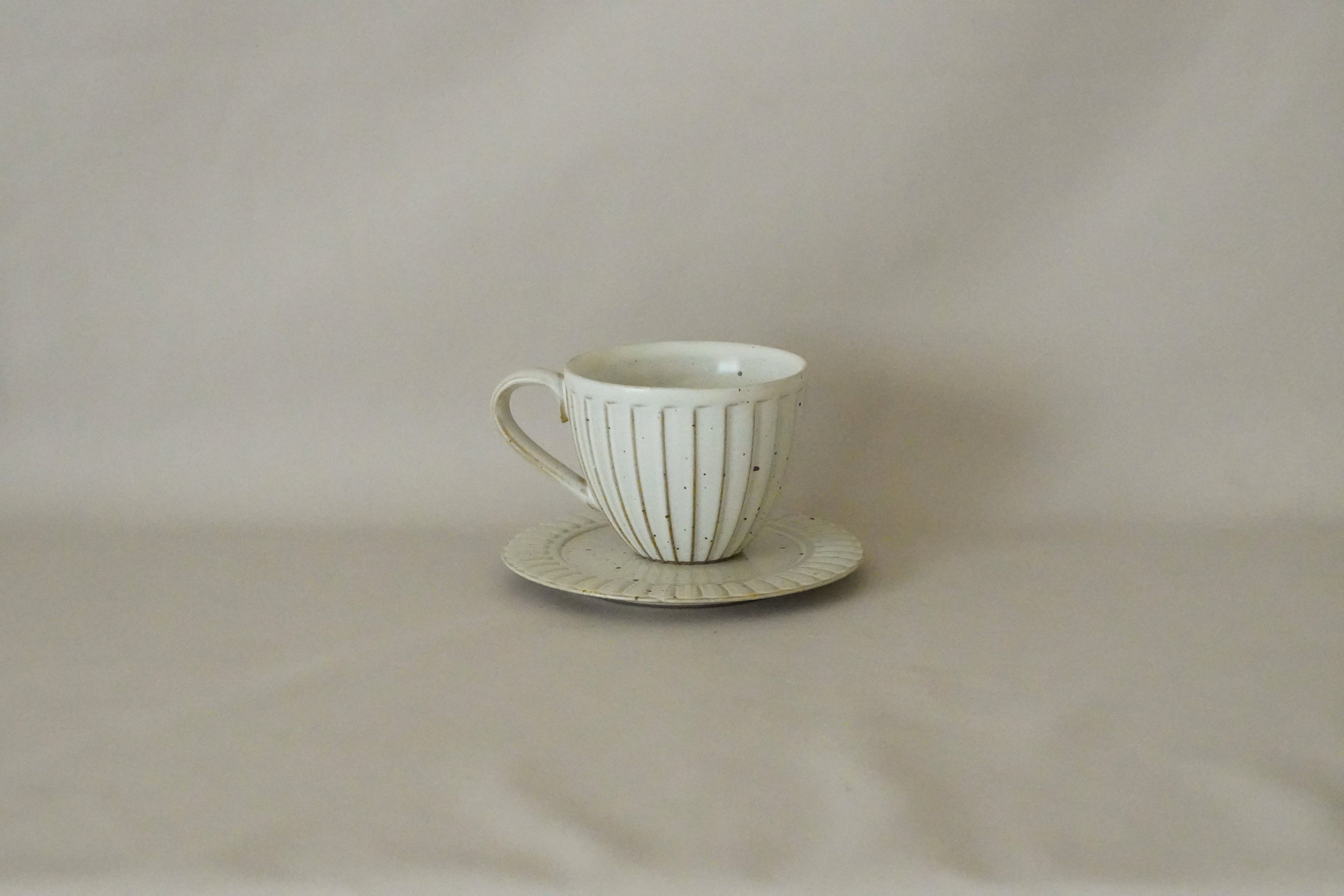 Porcelain Espresso Coffee Tea Cup - Handmade Vintage-Style Ivory White Coffee Cup Set