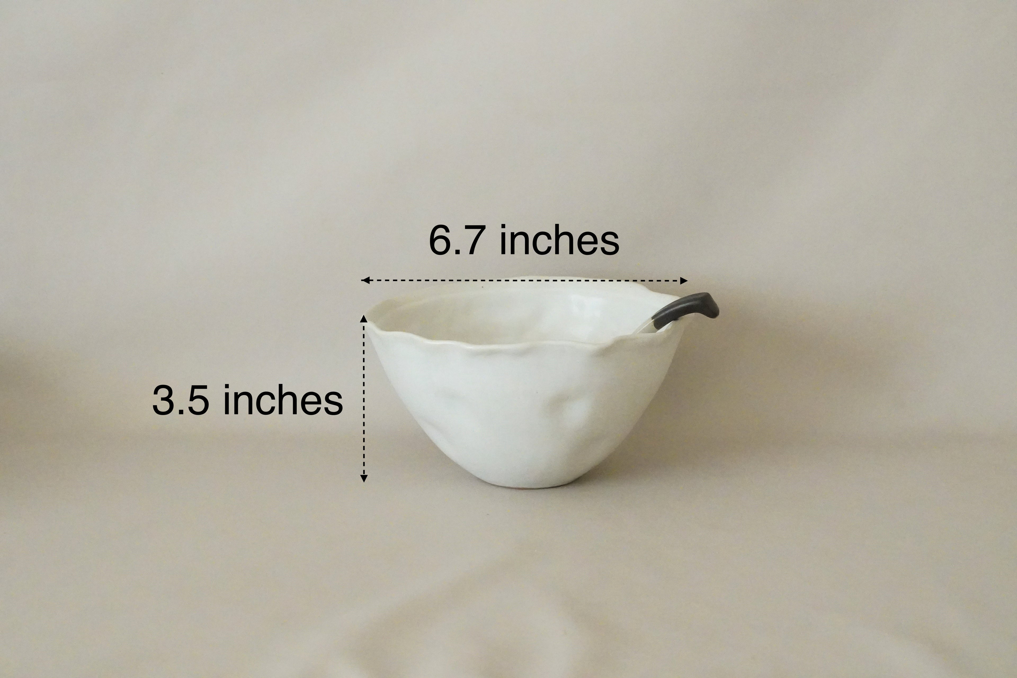 Handmade Rice/Soup/Ramen Bowl - 7" White Modern Minimalist Dinnerware