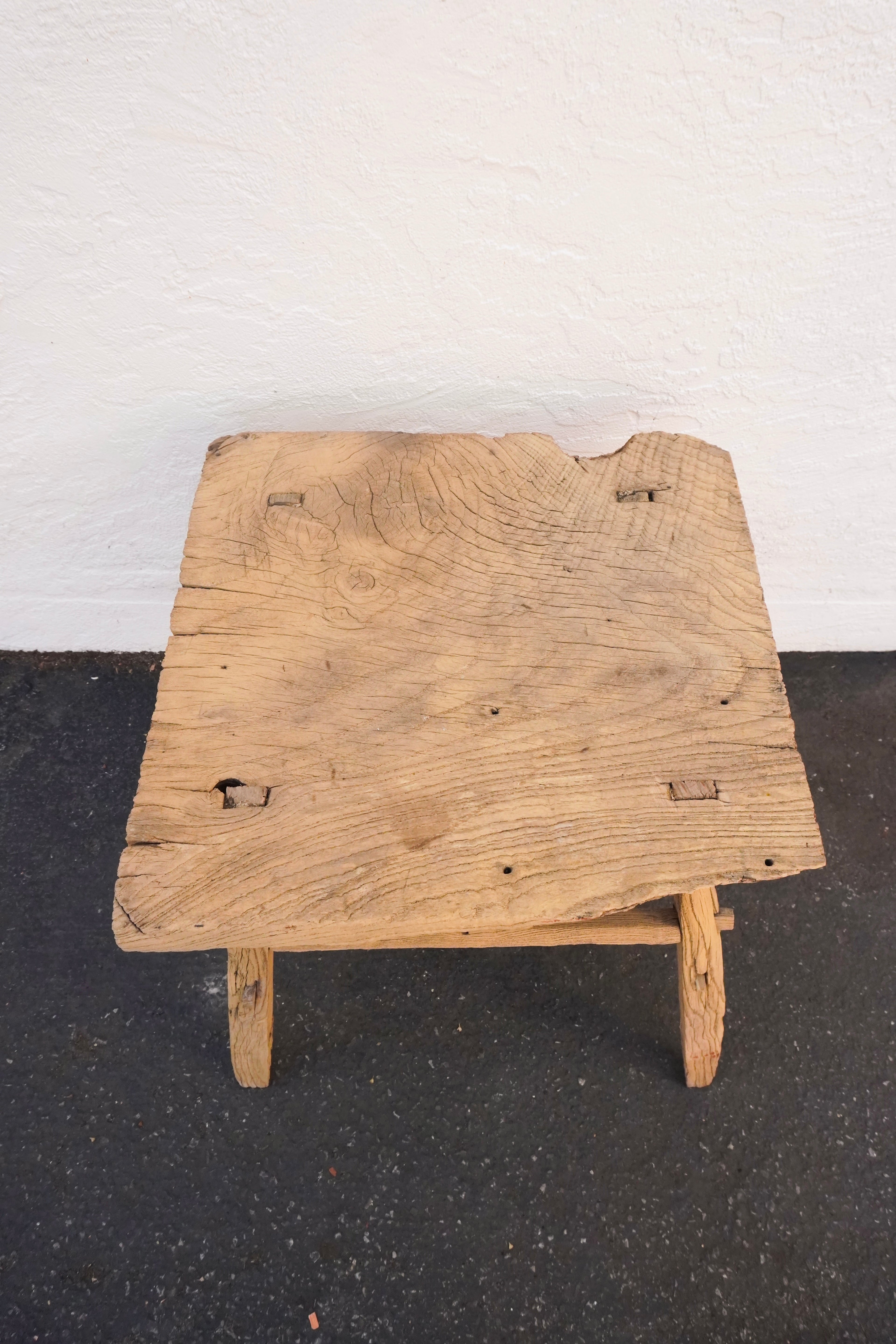 QingYing Vintage Rustic Wood Stool Side Table