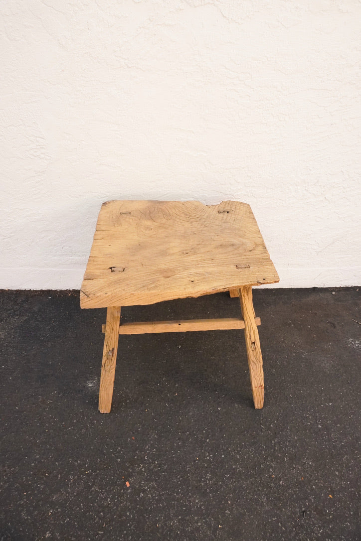 QingYing Vintage Rustic Wood Stool Side Table