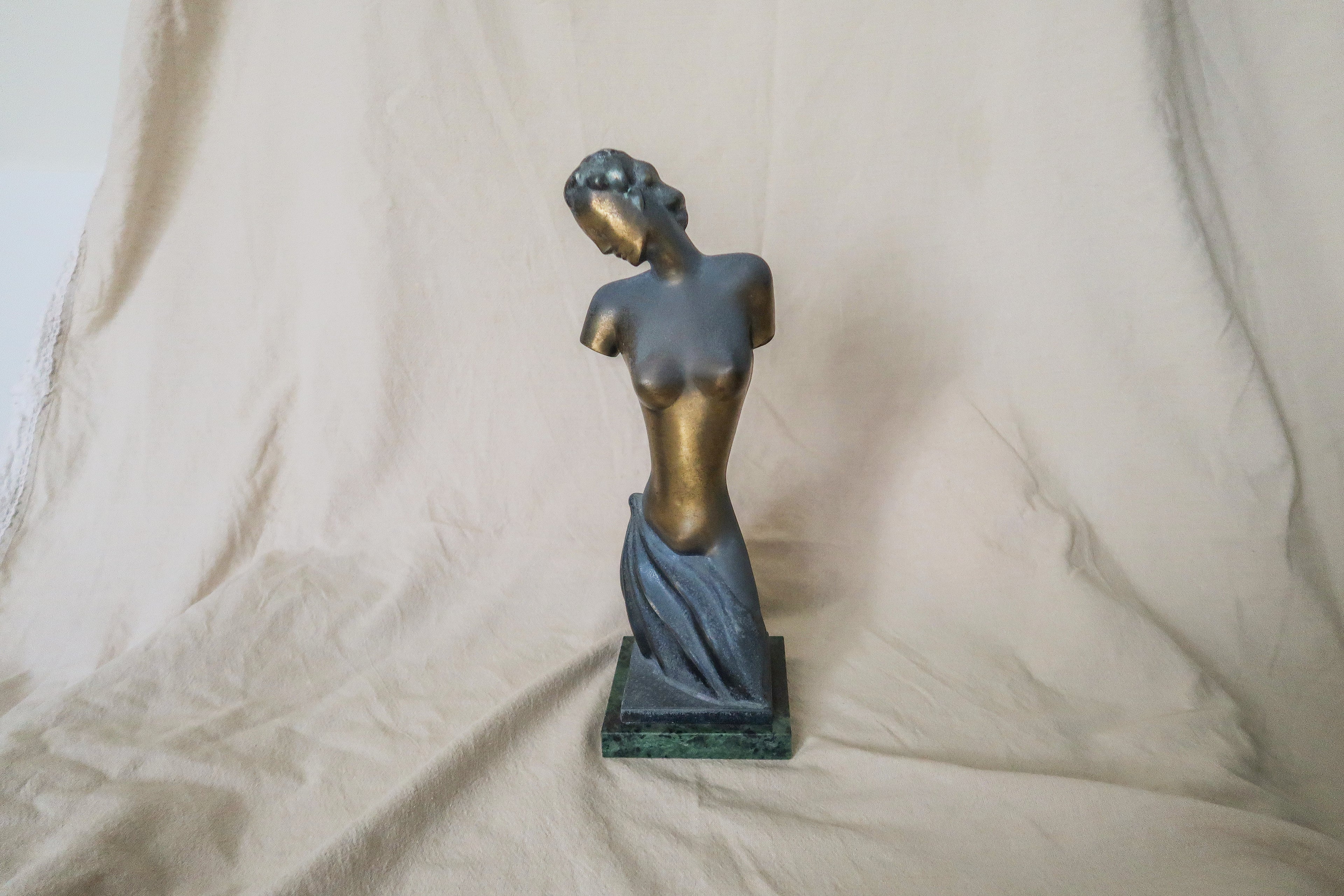 Vintage Art Deco Woman Metal Sculpture