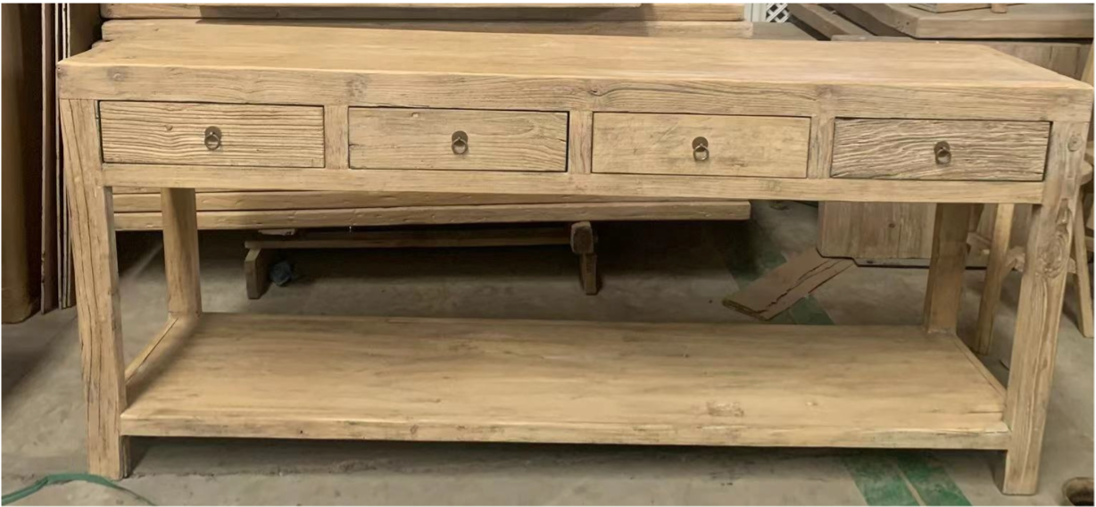 Kai Vintage Reclaimed Elm Wood Console Table with Drawers--2 Sizes