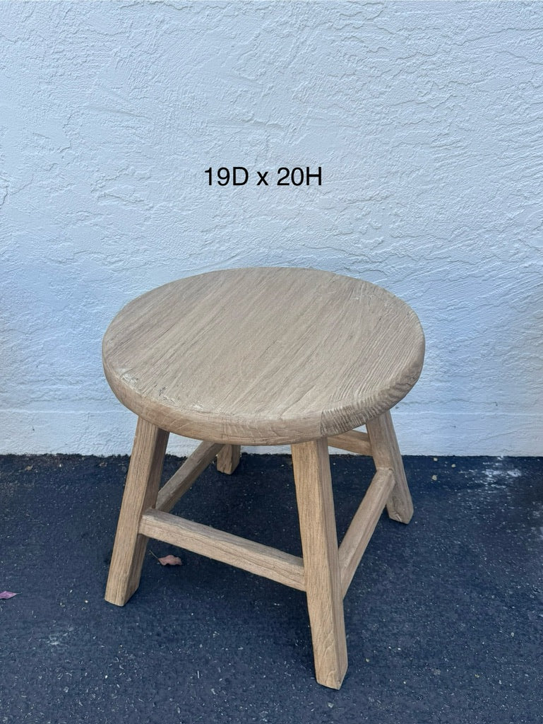 Harmony Vintage Rustic Elm Wood Round Side Table