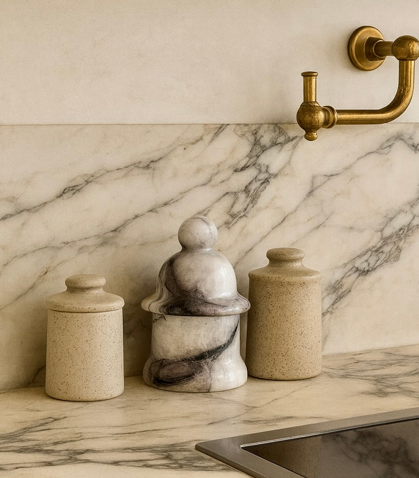 Versatile Stone Lidded Jar--Multiple Colors
