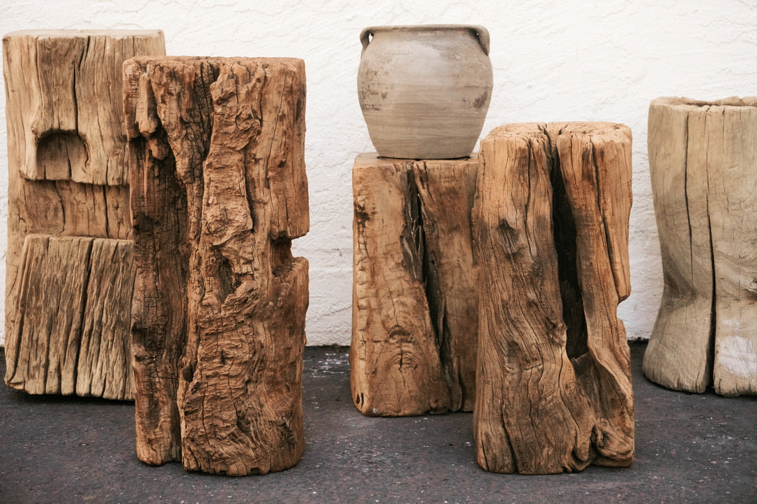 Antique Natural Tree Trunk Stool