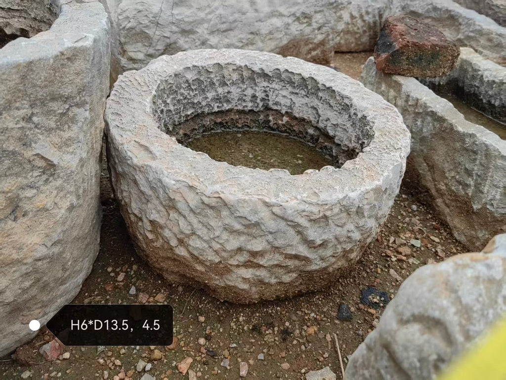 (Coming Soon)Vintage Stone Trough Planter -Round