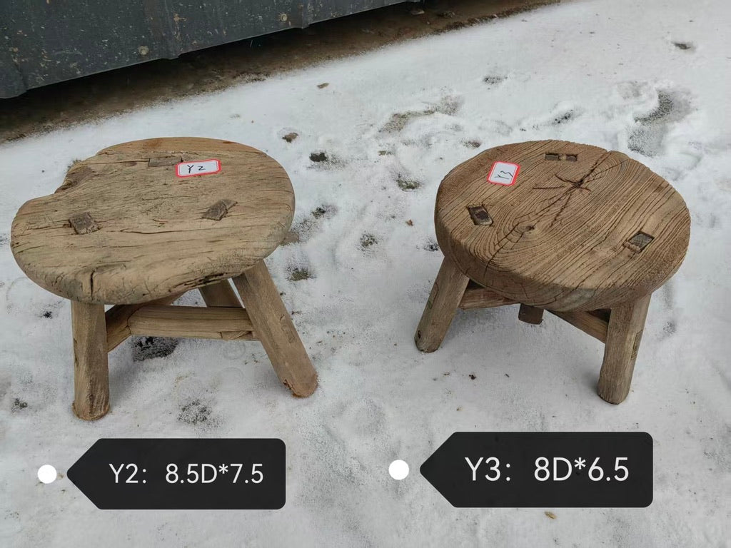 Antique Rustic Elm Wood Mini Stool--Various Sizes