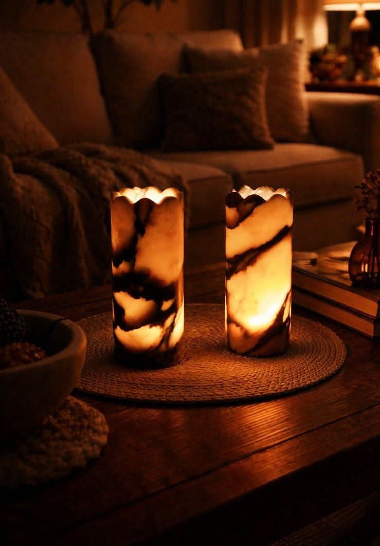 Calacatta Viola Marble Vase Lamp