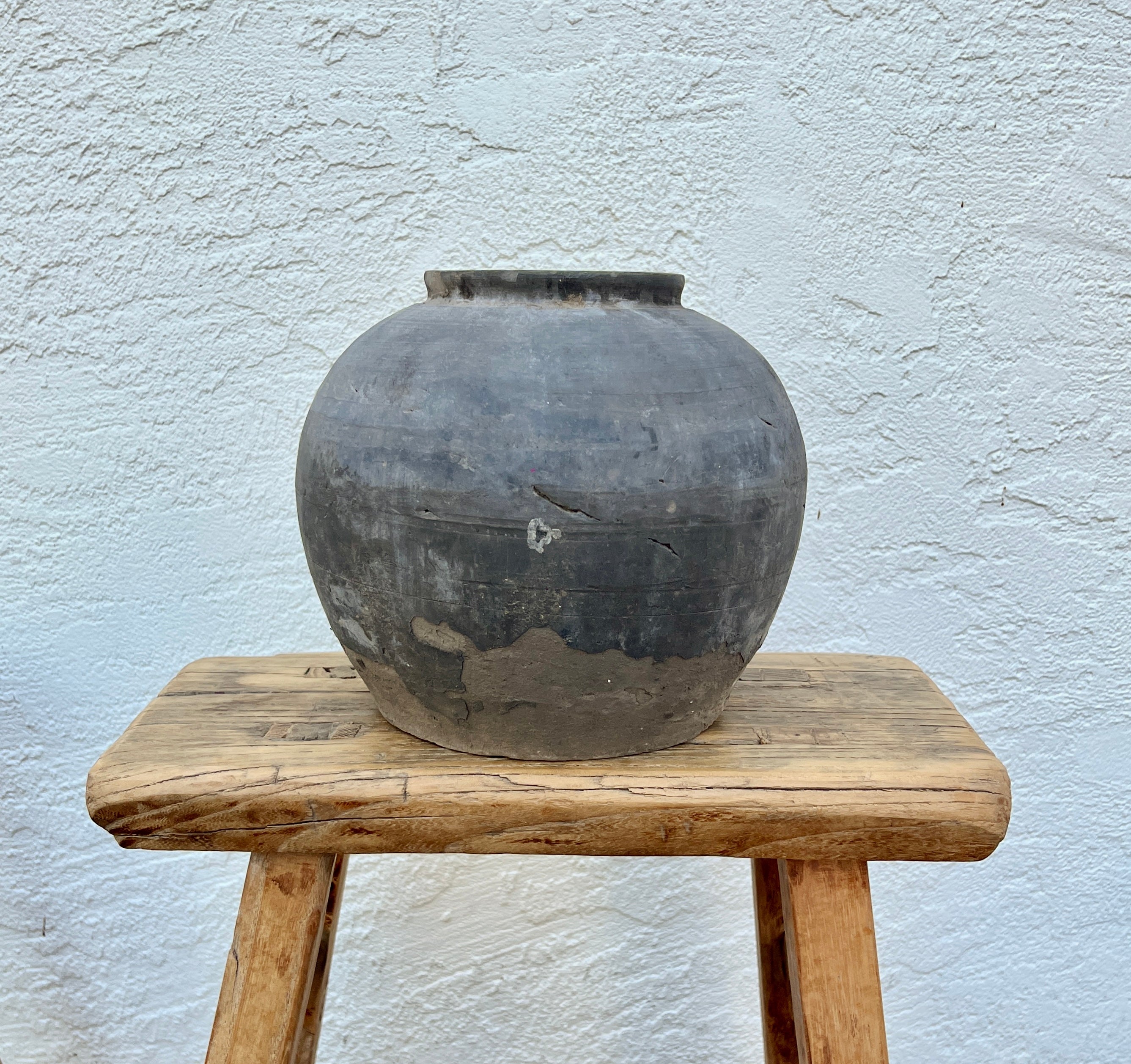 Vintage Rustic Clay Pot - Various Sizes, Grey Color