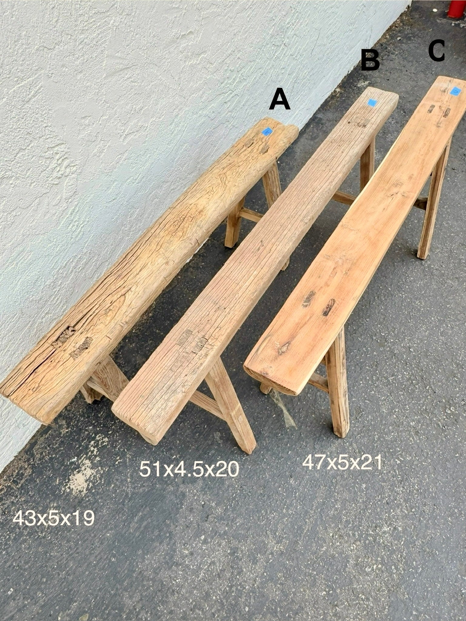 Vintage Wabi-Sabi Rustic Elm Wood Bench - Regular Size