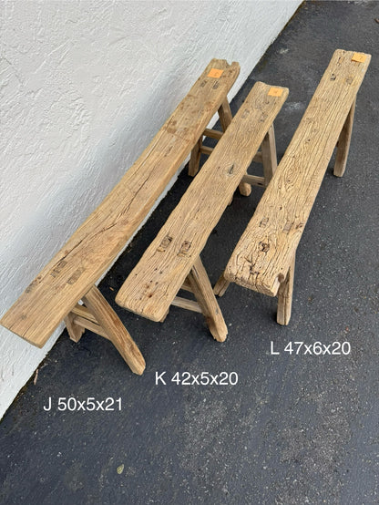 Vintage Wabi-Sabi Rustic Elm Wood Bench - Regular Size