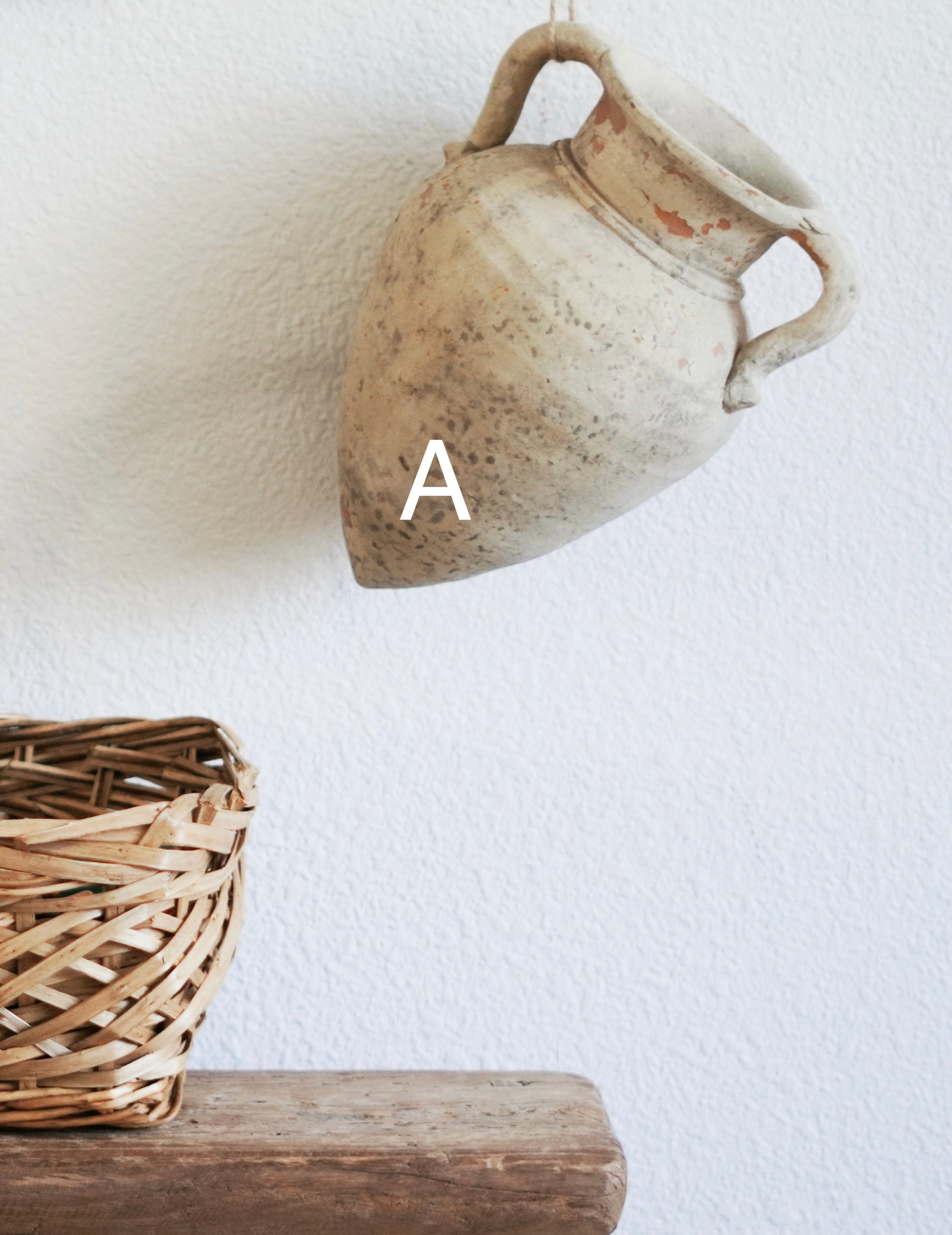 Vintage Rustic Hanging Amphora Pot with Pointed Base