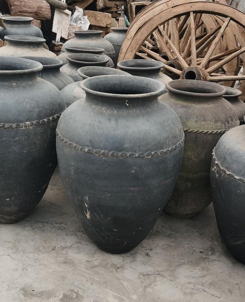 Antique primitive clay vessel. Wabi sabi pottery indoor planter. hot Rustic terracotta clay pot.