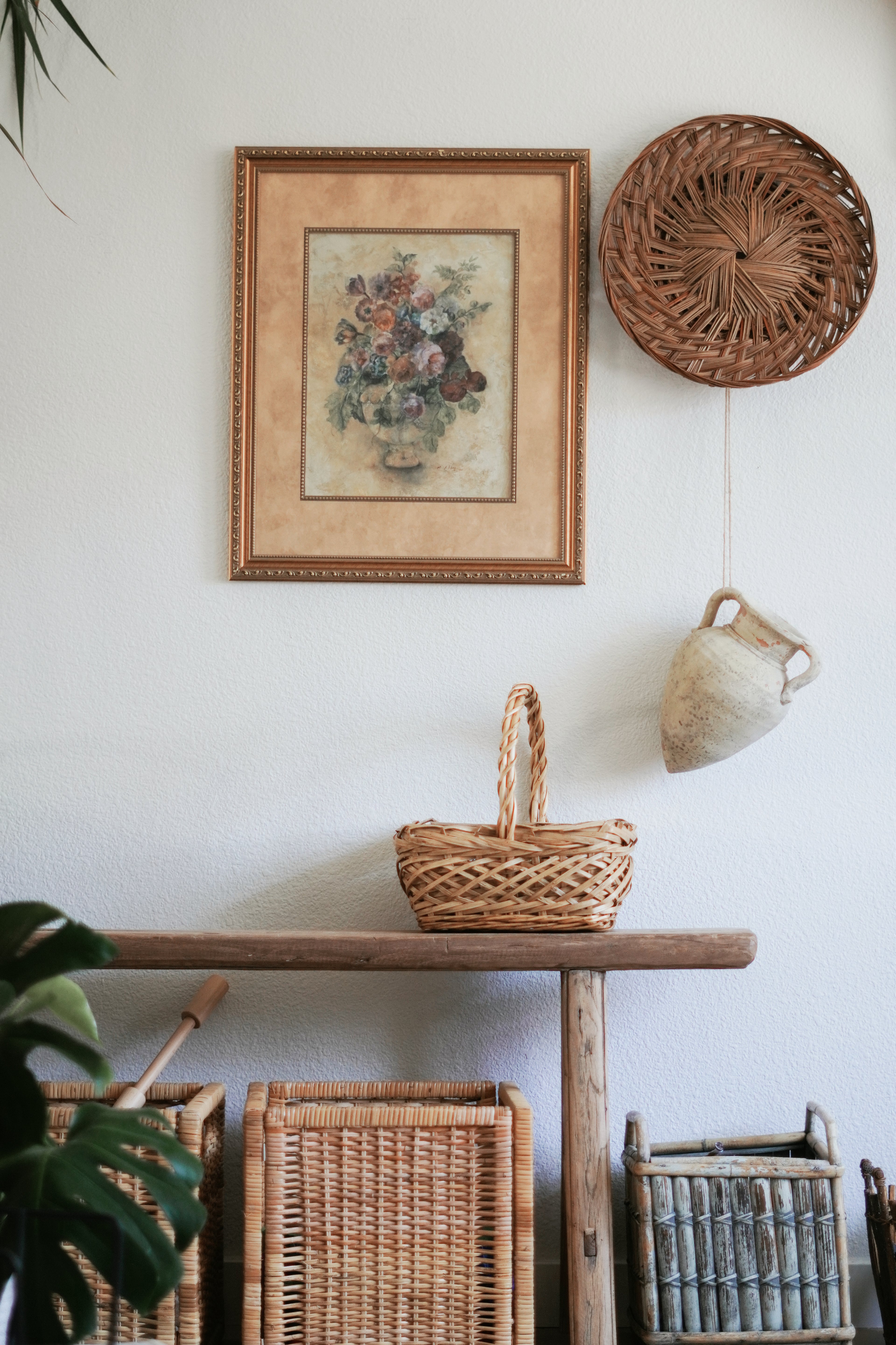 Vintage Rustic Hanging Amphora Pot with Pointed Base