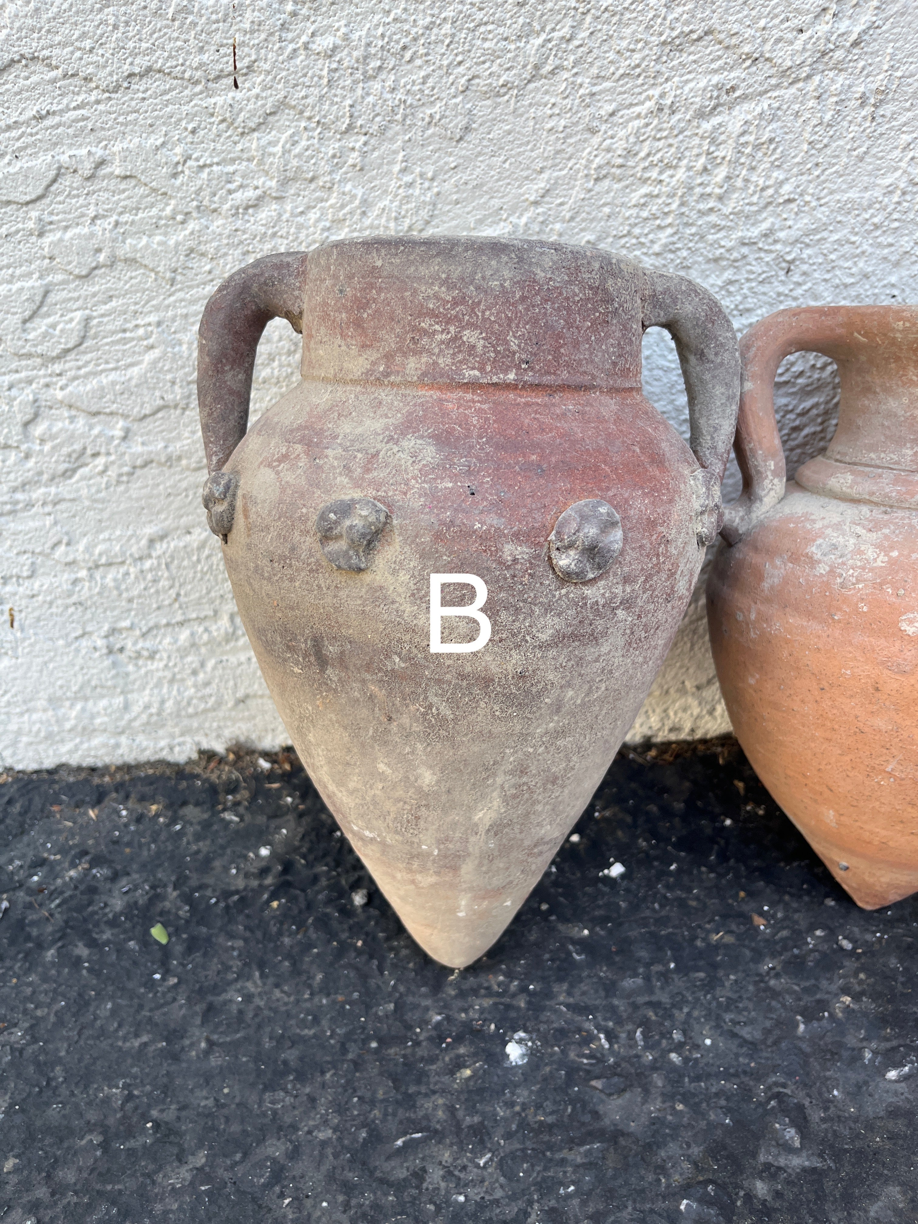 Vintage Rustic Hanging Amphora Pot with Pointed Base