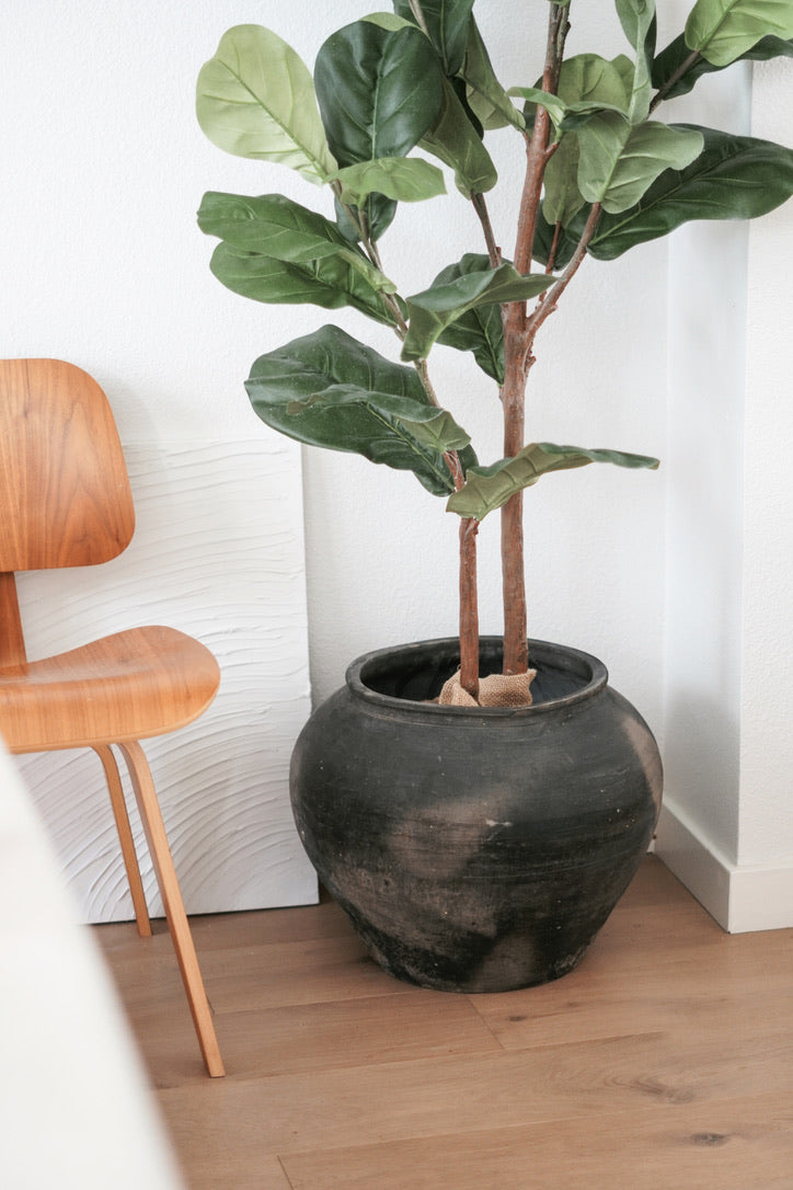 Vintage Rustic Clay Pot - Various Sizes, Grey Color