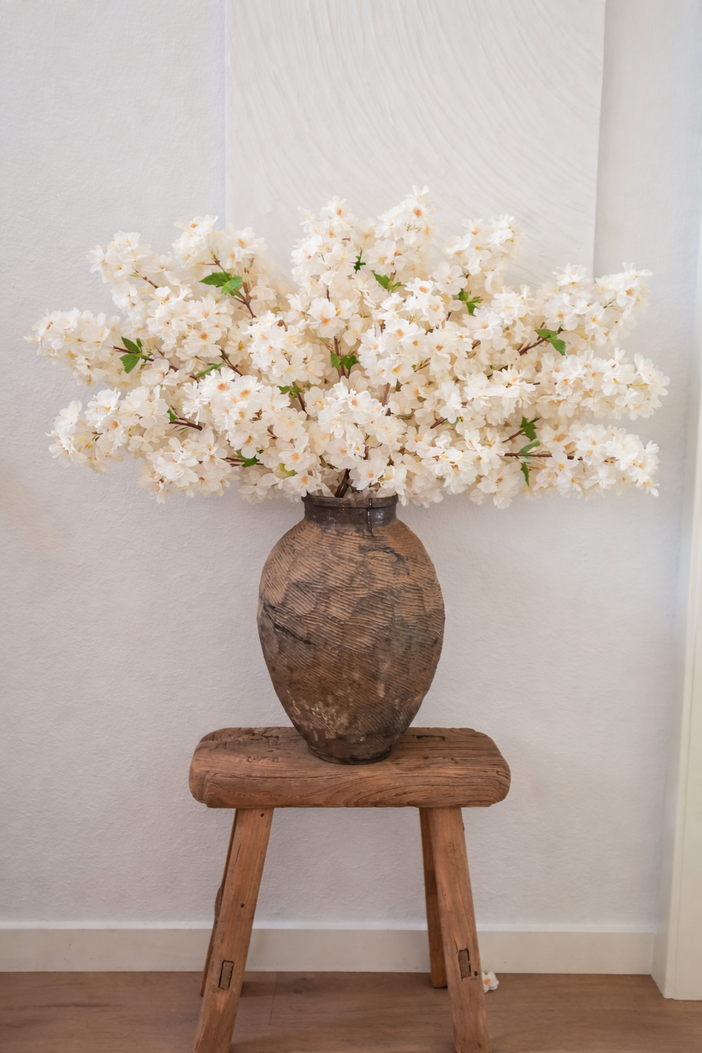 42" Faux Cherry Blossom Stems--White