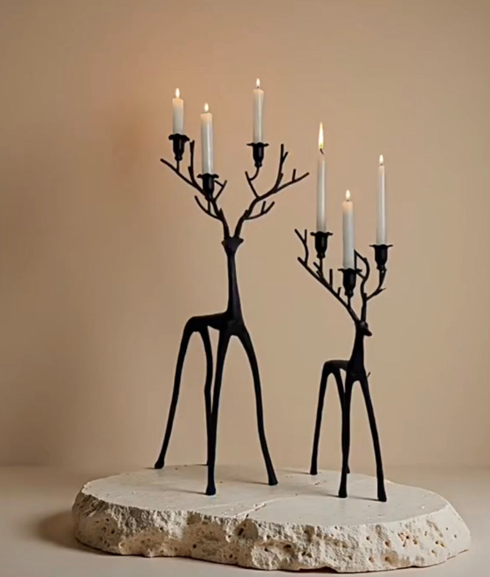 Cast Iron Reindeer Candle Holder