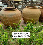 Vintage Rustic Terracotta Brown Pot, Vessel Planter - XLarge