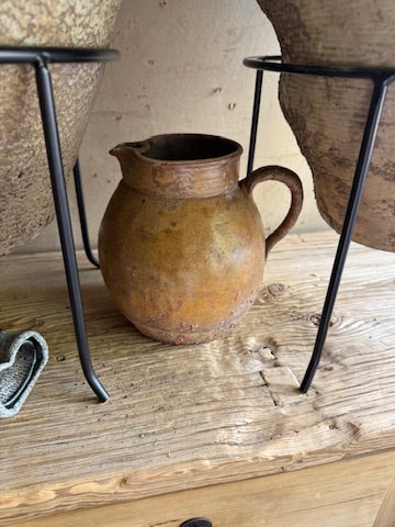 Vintage Rustic Clay Pot with Narrow Neck